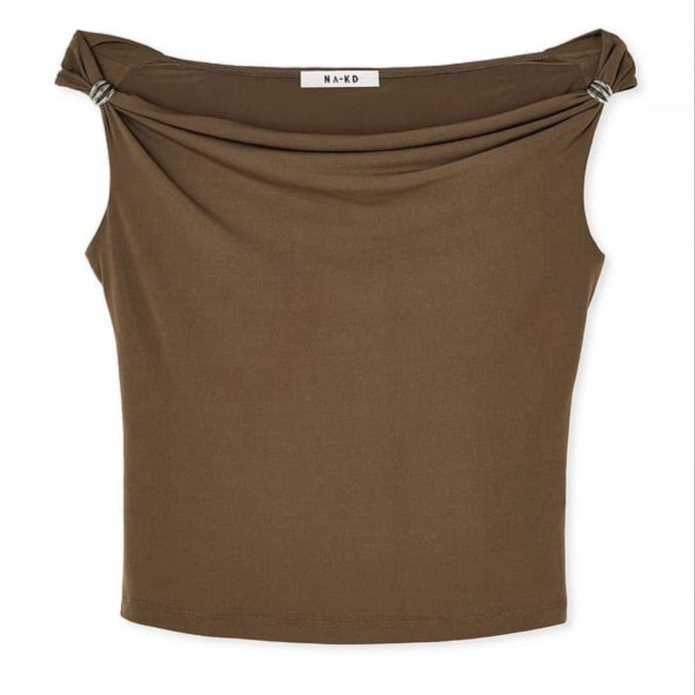 NA-KD Off Shoulder Buckle Detail Top- Large